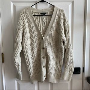 F21 Cream Cable Knit Cardigan